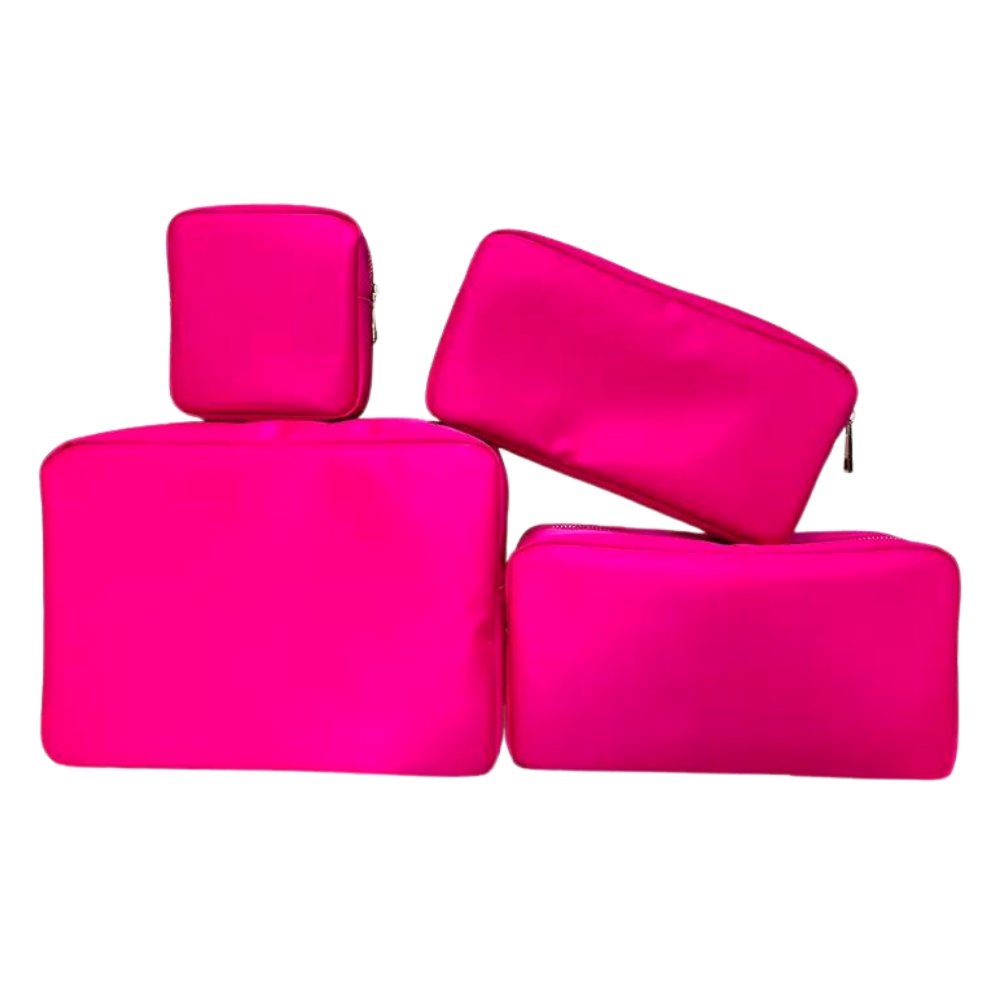Hot Pink Cosmetic Pill Pouch with Patches