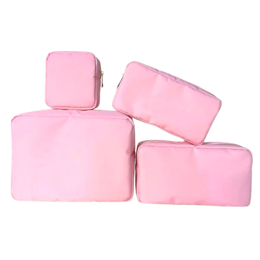 Pink Makeup Bag with Patches