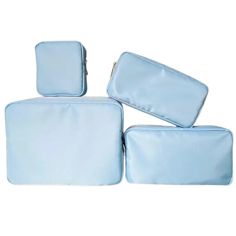 Blue Cosmetic Pill Pouch with Patches