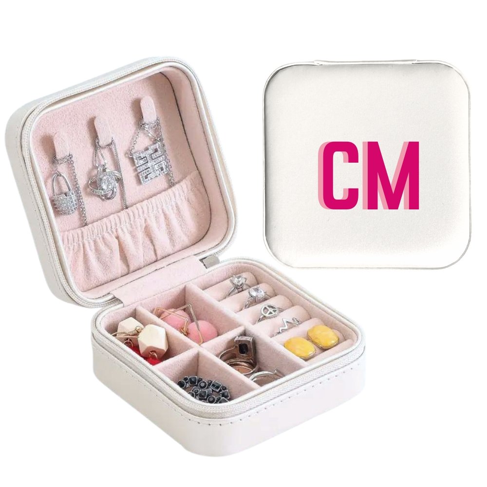 Personalized Small Travel Jewelry Case - Shadow Print