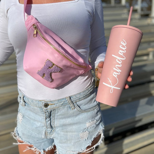 Pink Fanny Pack with Patches