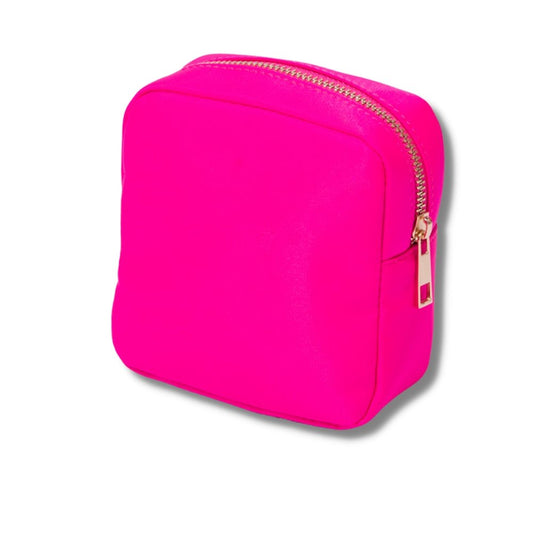 Hot Pink Cosmetic Pill Pouch with Patches