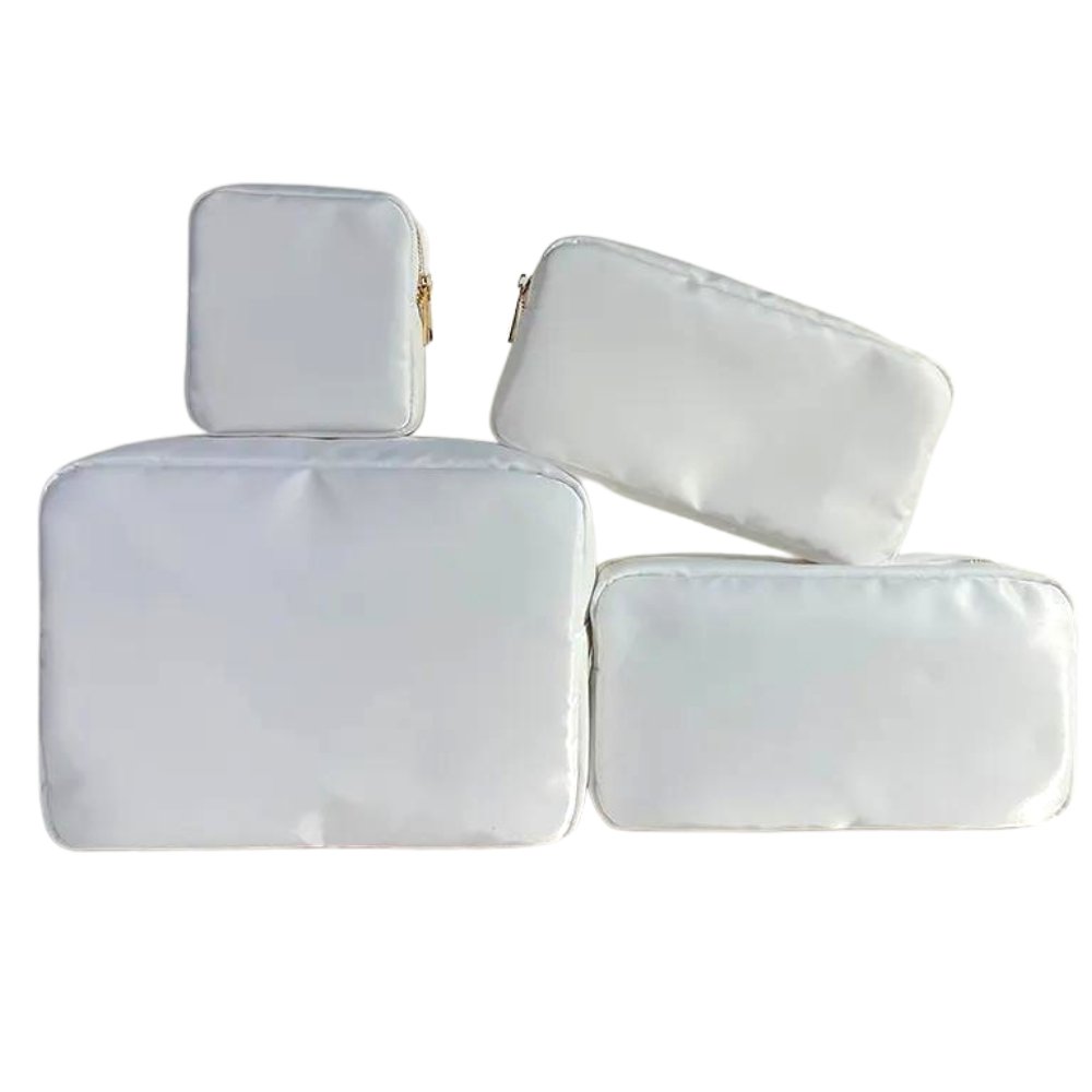 White Cosmetic Pill Pouch with Patches