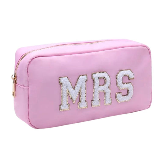 Pink Makeup Bag with Patches