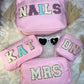 Pink Cosmetic Pill Pouch with Patches