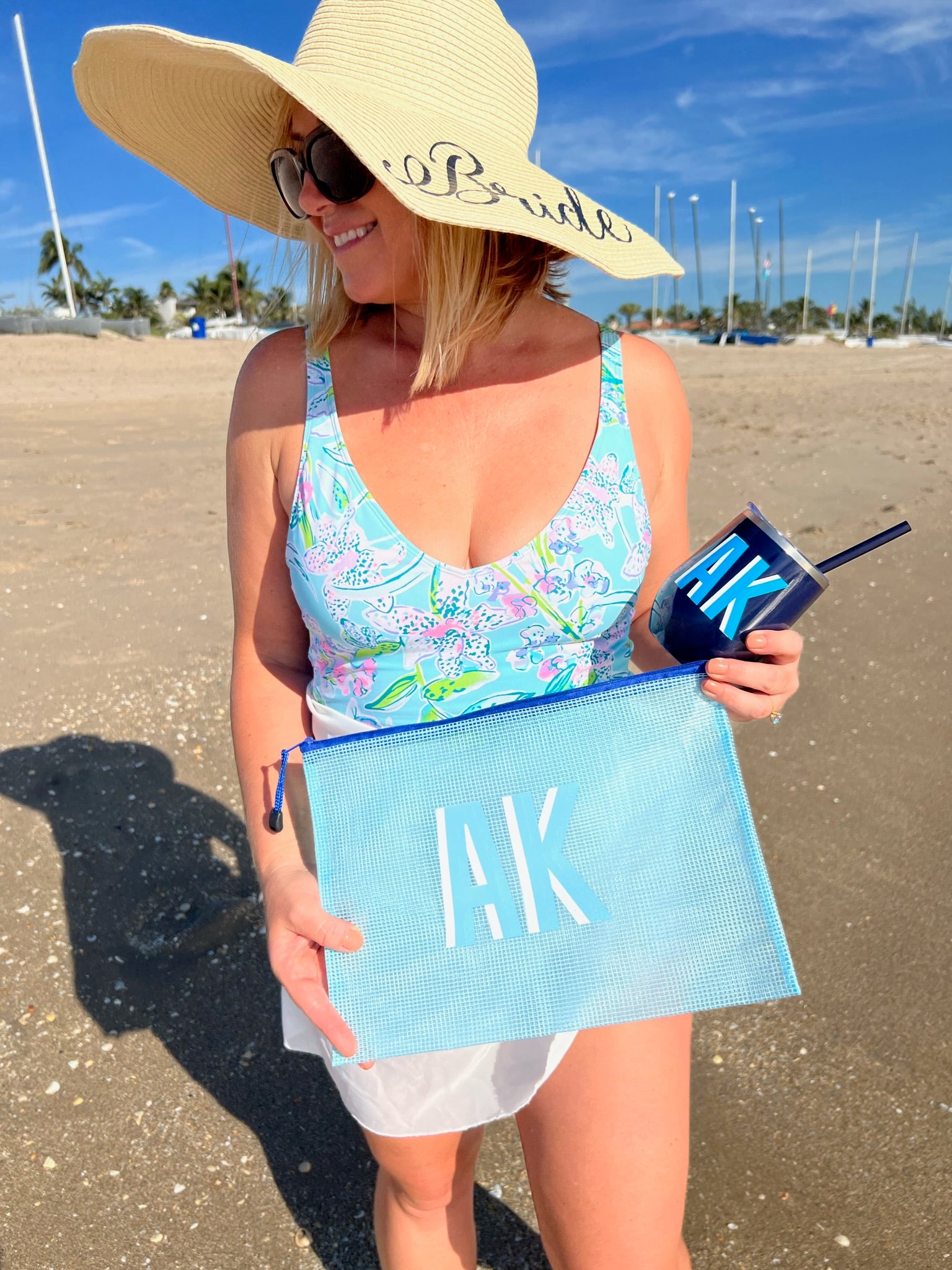 Monogrammed cheap pool bag